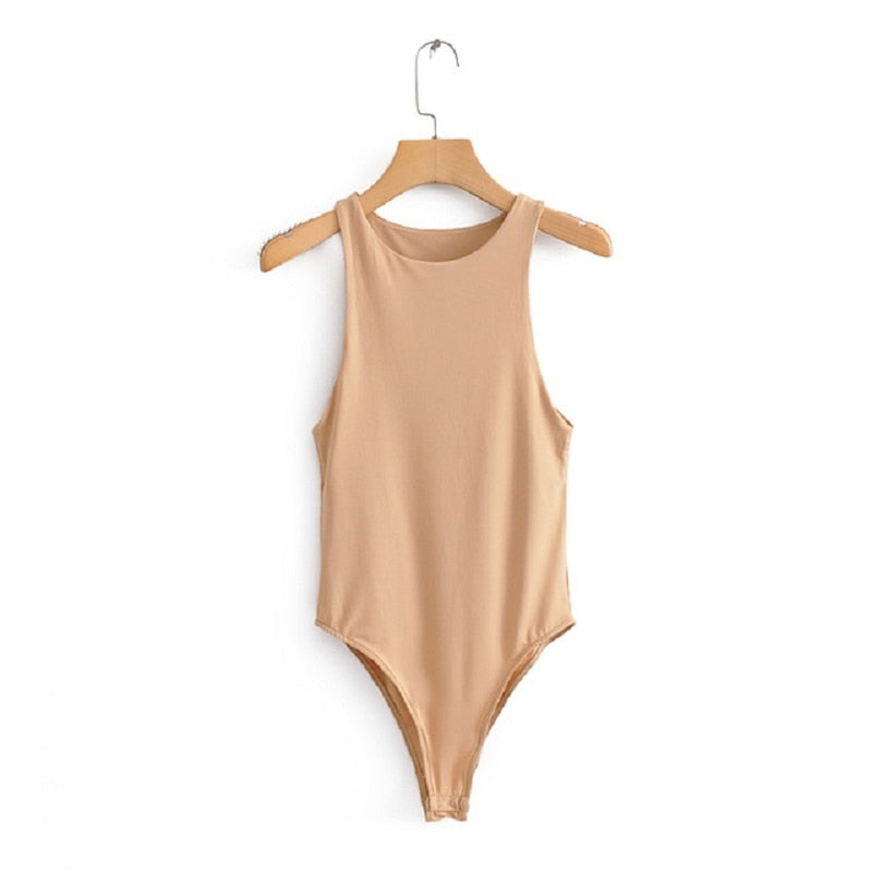 Solid Color O-Neck BodySuit