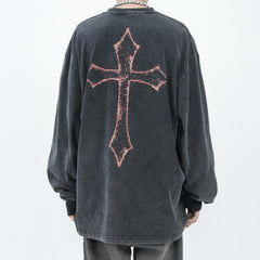 Oversized Long Sleeve Angel Graphic Shirt