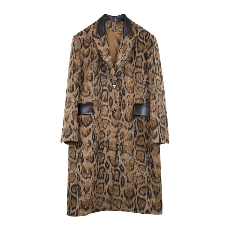 Snake Print Long Sleeve Overcoat