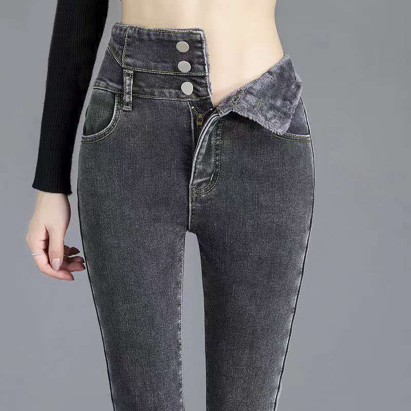 Denim Thick Skinny High Waist Pencil Winter Pants