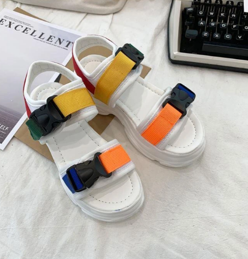 Colorful Buckle Straps Platform