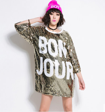 Bon Jour Sequin Mid-length Oversize Dress