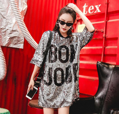 Bon Jour Sequin Mid-length Oversize Dress