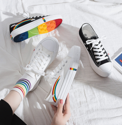 Cute Rainbow And Clouds Sneakers