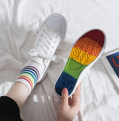 Cute Rainbow And Clouds Sneakers