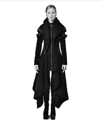 Gothic Asymmetric Black Hooded Coat