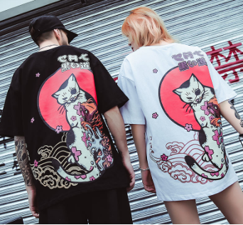 Asian street design Cat&Koi T-shirt