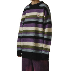 Retro Rainbow Striped Knitted Sweater