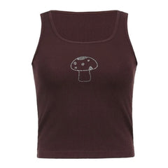 Mushroom Graphic Tees Tank Crop Top