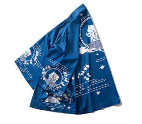 Lucky Cat Blue 3/4 Sleeve Kimono