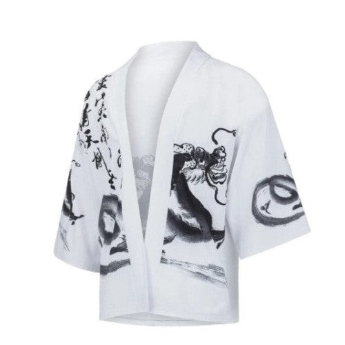 Dragon Kanji White Collection 3/4 Sleeve Kimono