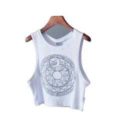 Symbols Moon Sun Gothic Loose Crop Top