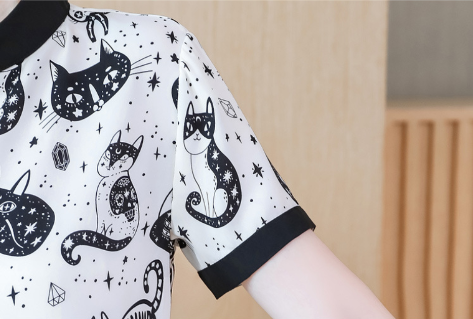 Cosmic Cat Black and White shirt