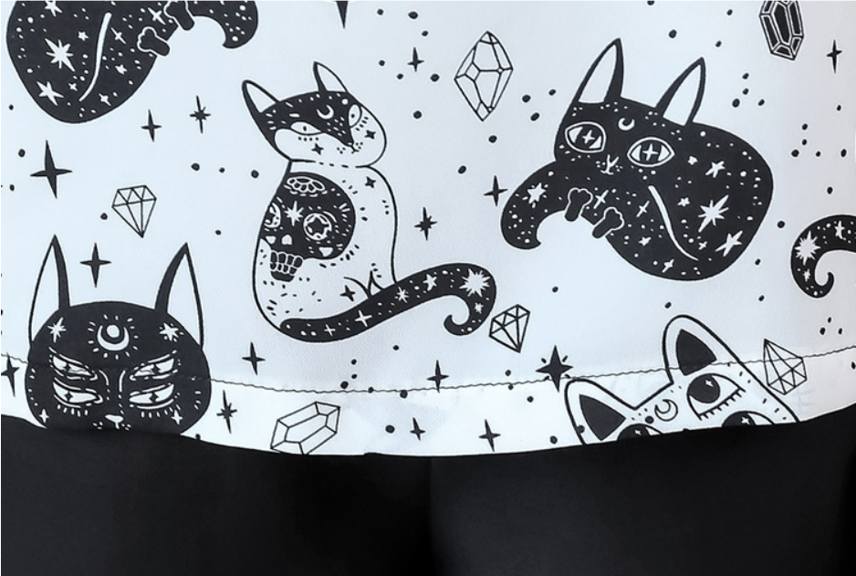 Cosmic Cat Black and White shirt