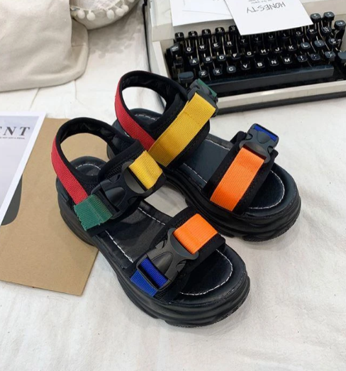 Colorful Buckle Straps Platform