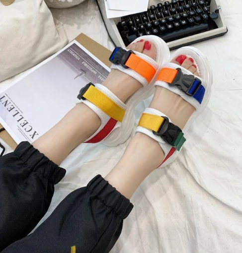 Colorful Buckle Straps Platform