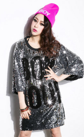 Bon Jour Sequin Mid-length Oversize Dress