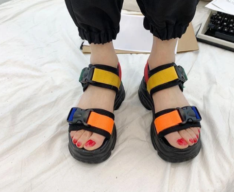 Colorful Buckle Straps Platform