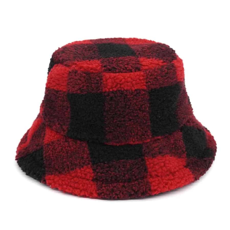 Plaid Pattern Wool Bucket Hat