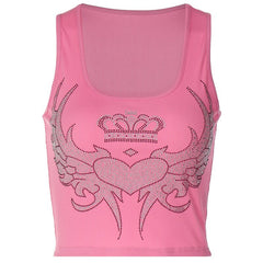 Heart And Crown Sleeveless Crop Top
