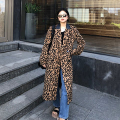 Leopard Long Double Breasted Blazer