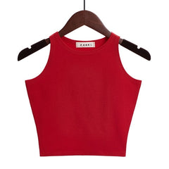 Solid Color Cotton Sleeveless Crop Top