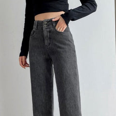 High Waist Thick Velvet Jeans