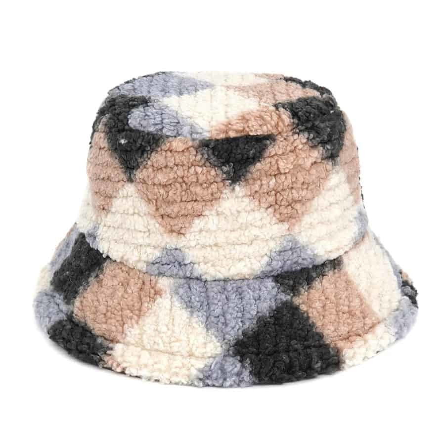 Plaid Pattern Wool Bucket Hat