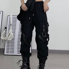 Gothic Black Cargo Pockets Pant