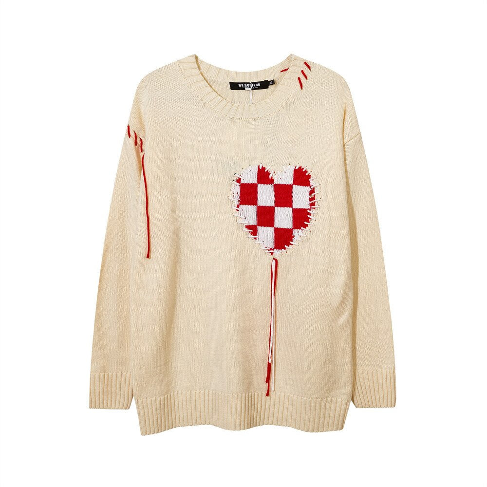 Embroidered Wide Sweater With Heart