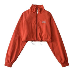 Cropped Windbreaker Long Sleeve Jacket