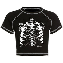 Skeleton Bones Crop Top Short Sleeve