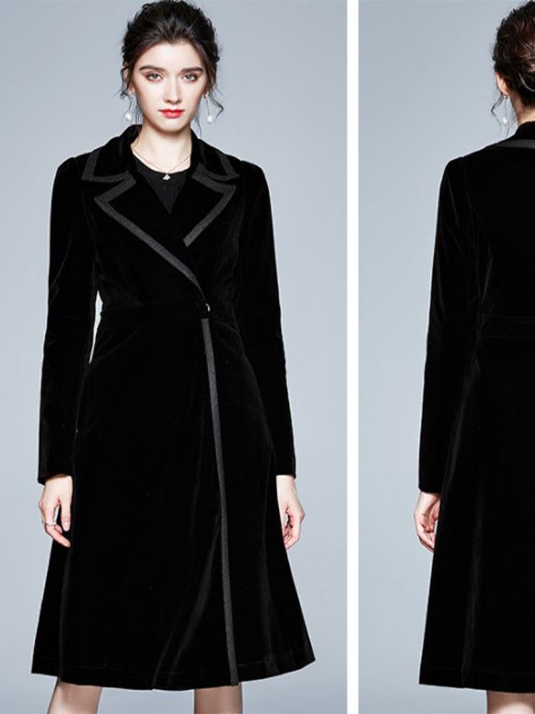 Long Velvet Warm Trench Coat