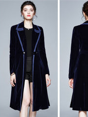 Long Velvet Warm Trench Coat