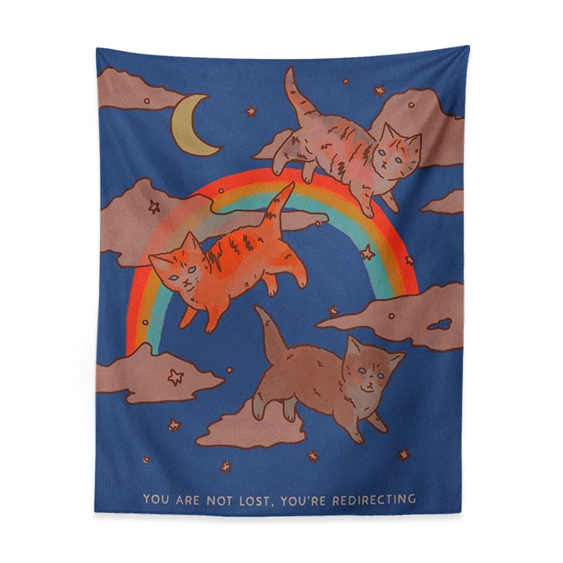 Celestial Rainbow Cat  Tapestry