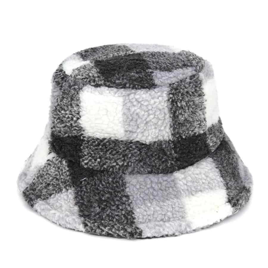 Plaid Pattern Wool Bucket Hat