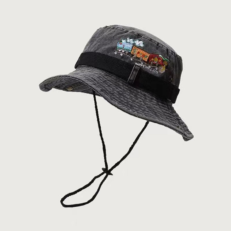 Embroidered Train Bucket Hats