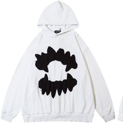 Oversize  with teeth embroidery hoodie