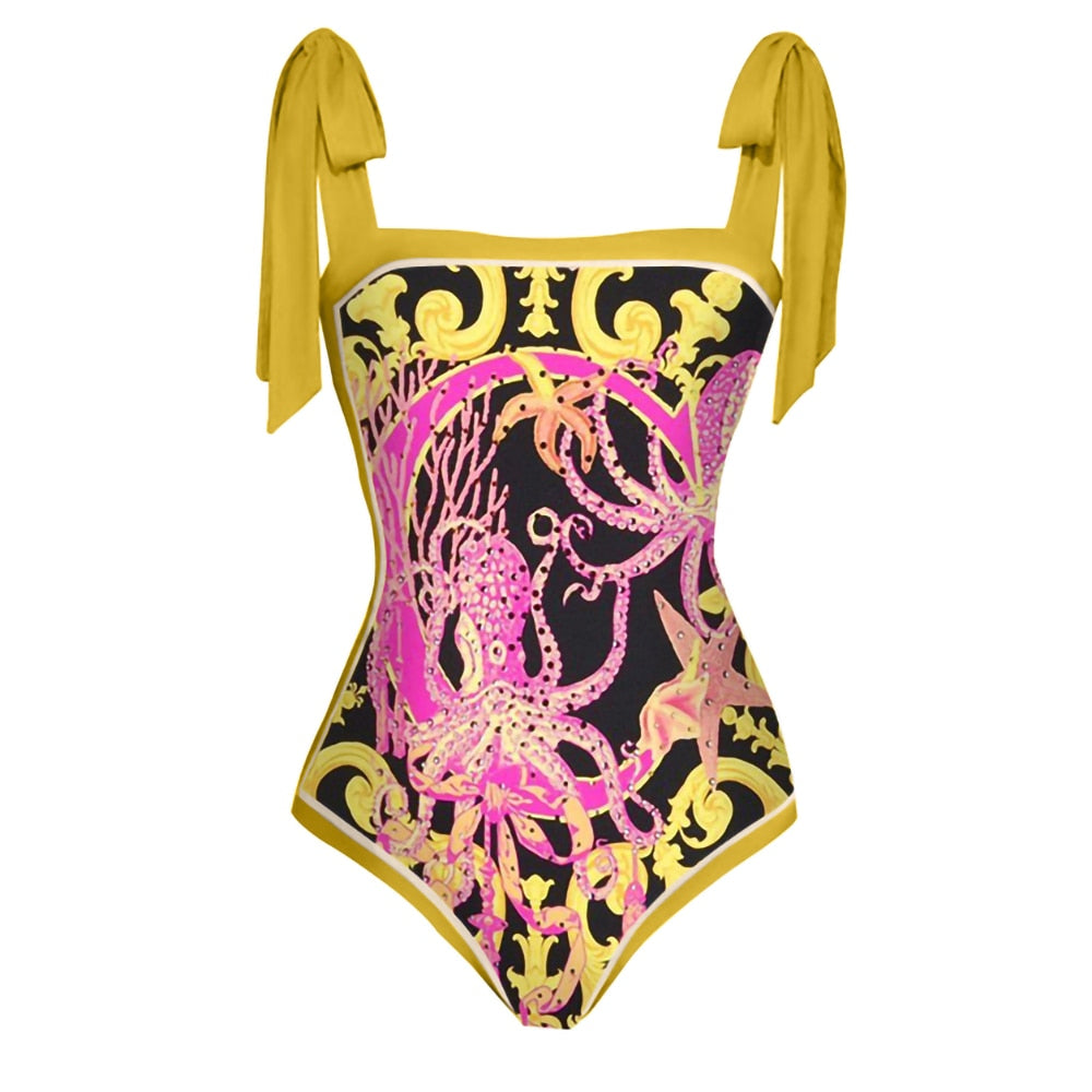 Octopus Print One-Piece Swimsuit