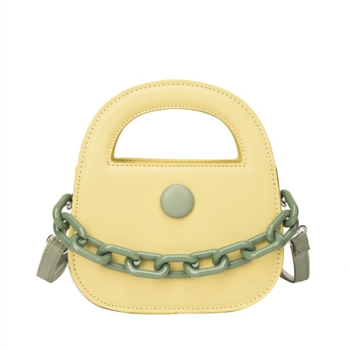 Round Handle With Chain Ornament Cute Bag