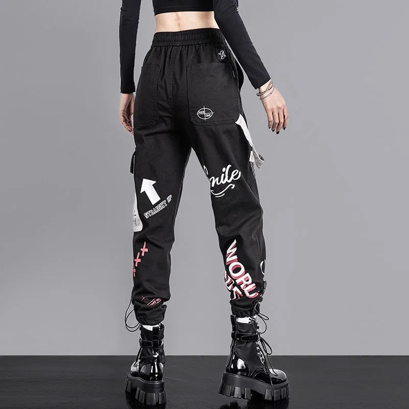 Graffiti Multi Pockets Loose Cargo Pants