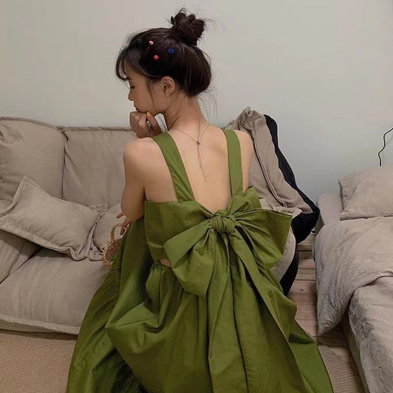 Kawaii Sleeveless Bow Knot Backless Dress