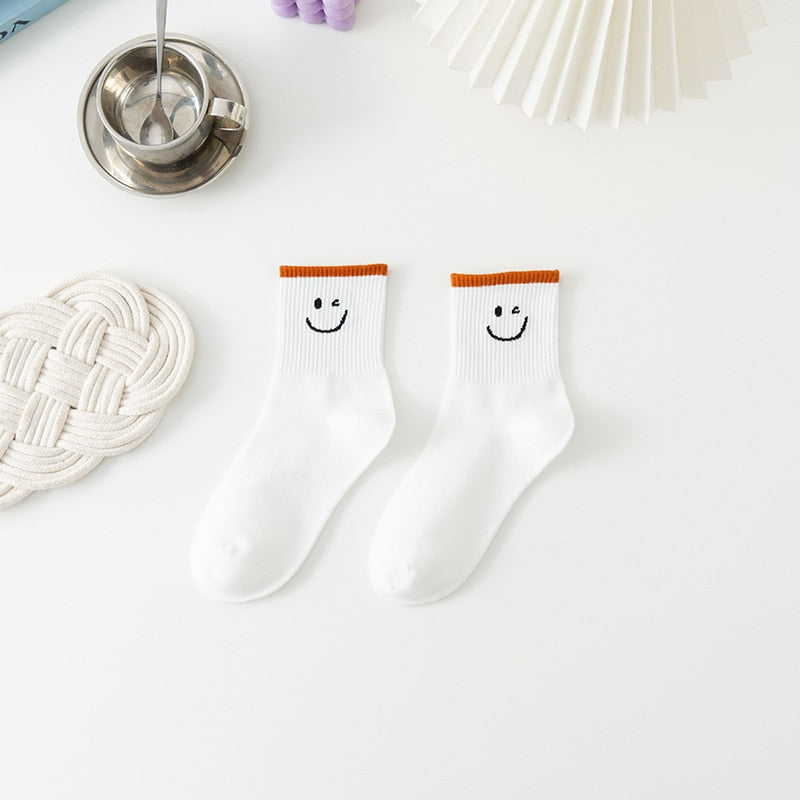 White And Fancy Cotton Socks