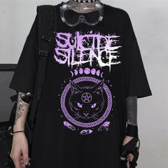 Moon Phases Crystal Magic Black Cat Suicide Silence T-shirt