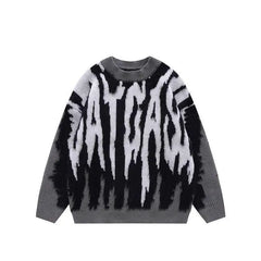 Zebra Pattern Round Neck Sweater