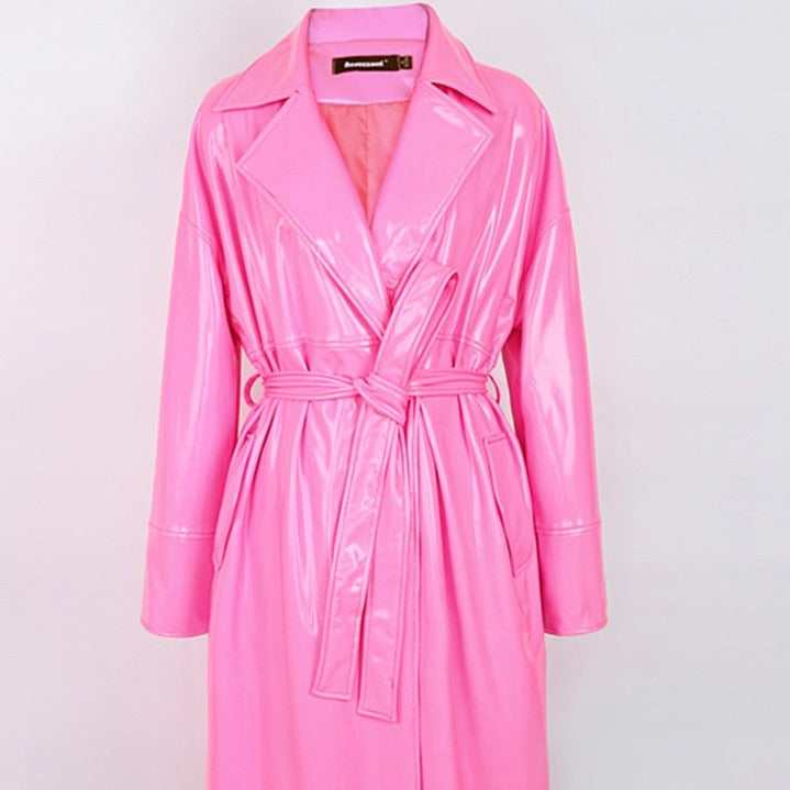 Oversize Shiny Patent Trench Coat