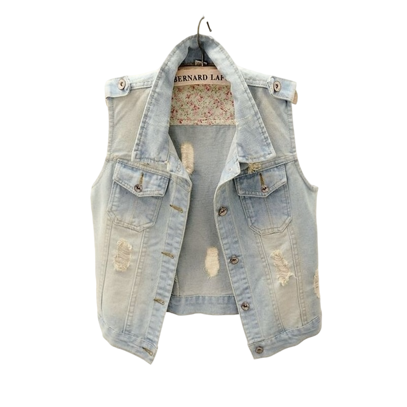 Sleeveless Slim Hole Jeans Vest