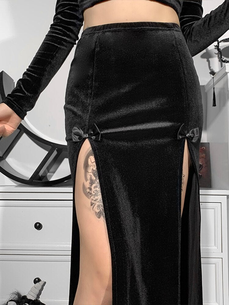 Black Gothic Punk Slit Skirts