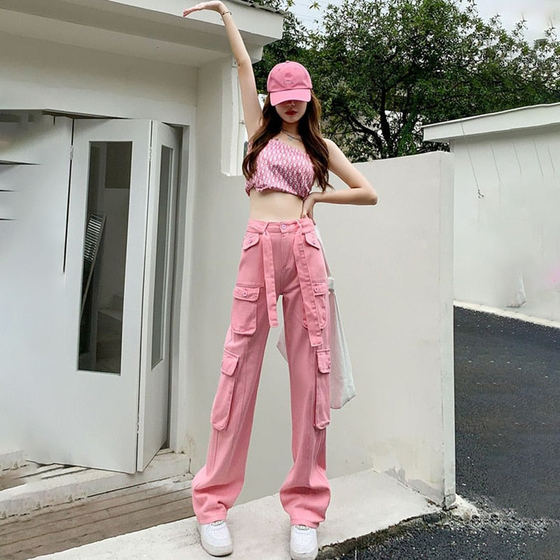 Y2k High Waist Wide Leg Trousers Cargo Pants