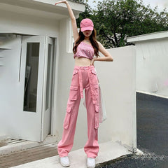 Y2k High Waist Wide Leg Trousers Cargo Pants